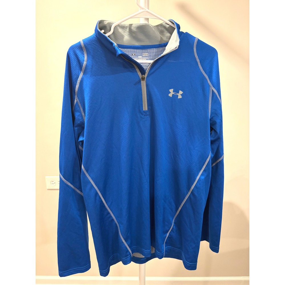 Under Armour ColdGear 1/4 Zip Pullover Mens L Blue Gorpcore Sporty Athletic Top